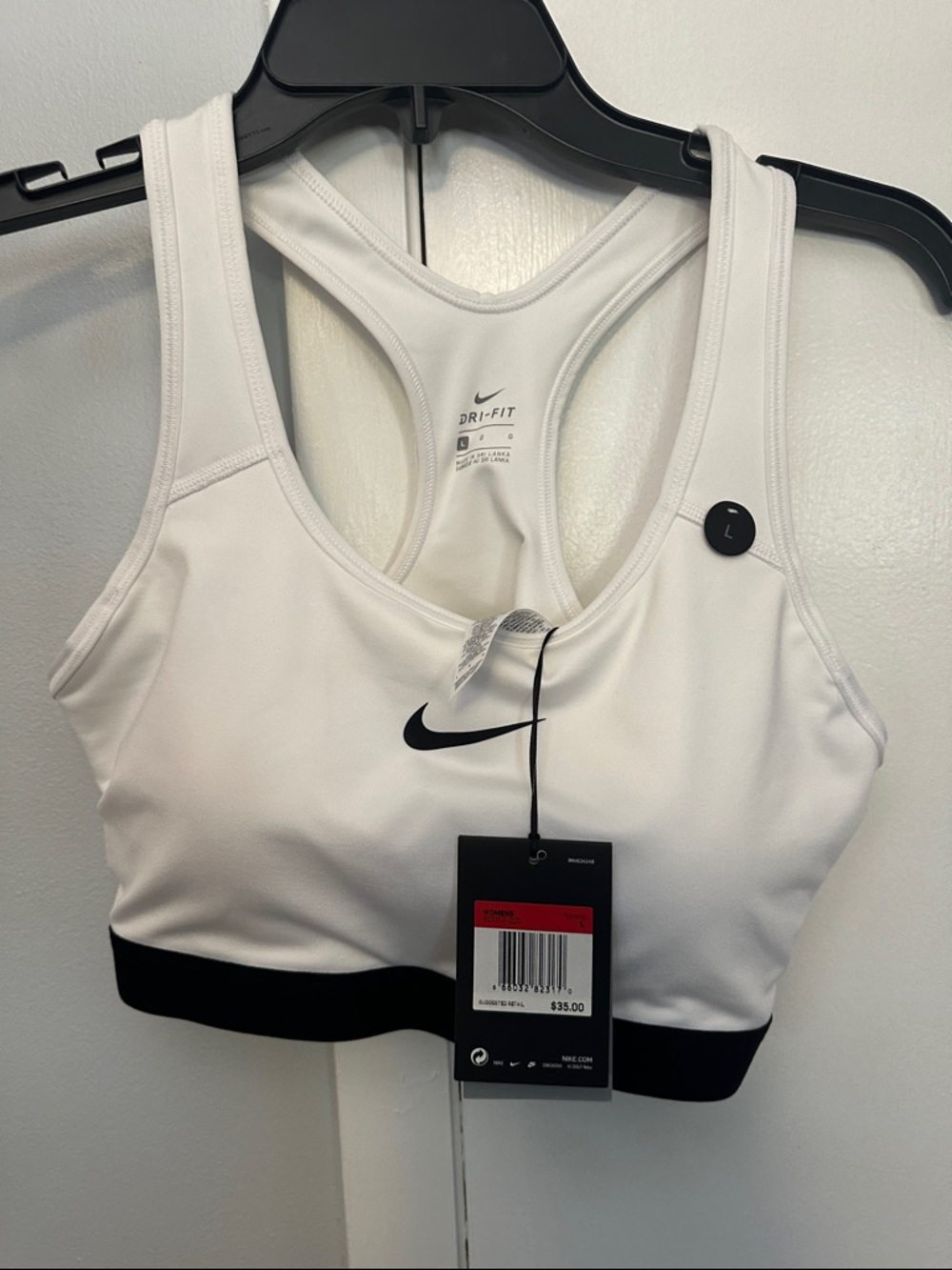 Nike White & Black Racerback Dri-FIT Sports Bra